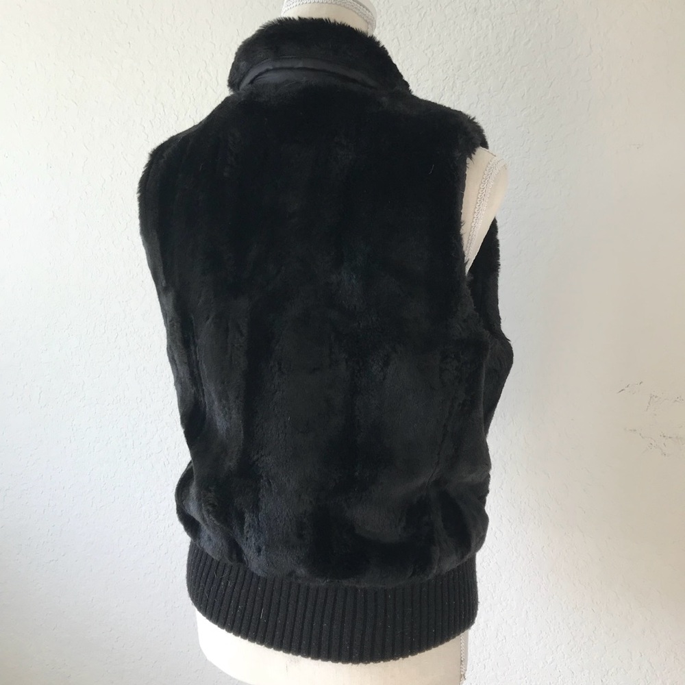 ANN TAYLOR LOFT BLACK FAUX FUR JACKET VEST MEDIUM - Picture 9 of 9